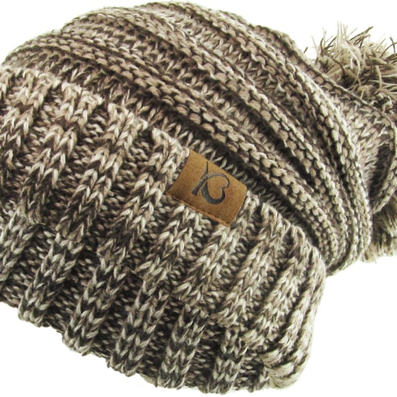 Chunk Pom Pom Cable Knit Ribbed Beanie - Picture 3 of 11